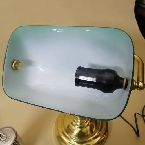 Magnificent Vintage Mid 20th Century Underwriters Lab Brass Bankers Lamp