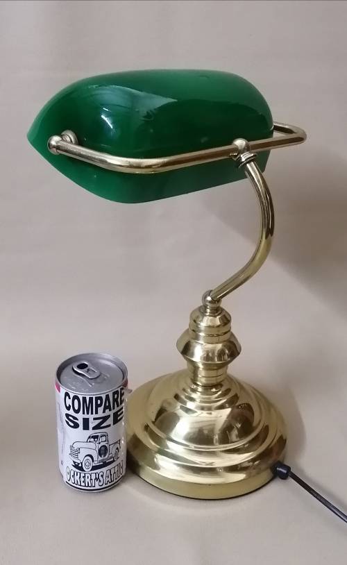 Magnificent Vintage Mid 20th Century Underwriters Lab Brass Bankers Lamp