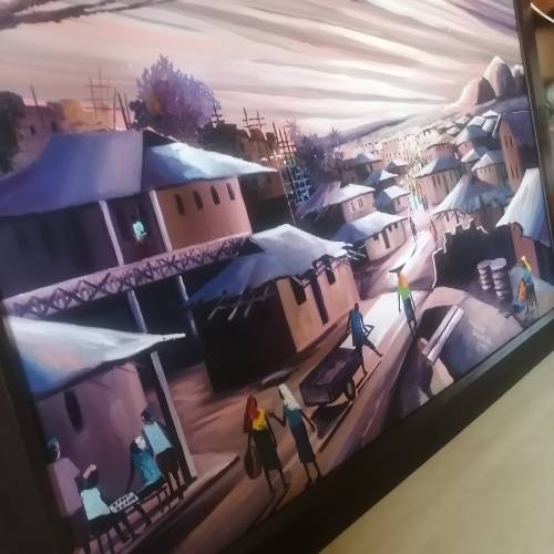 Massive Original Oil on Board Signed by Well Known Africa Artist Innocent Okolocha