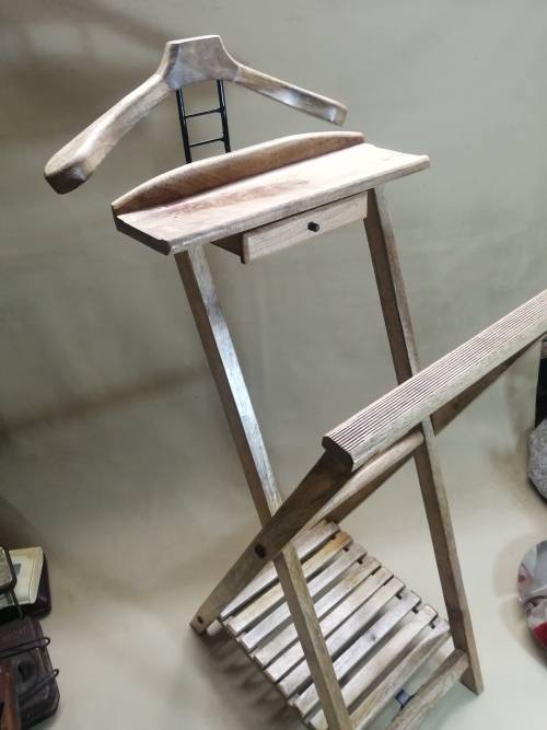 SOLID MERANTI DRESSING VALET WITH CUFFLINK DRAWER AND SHOE SHELF - INDIA