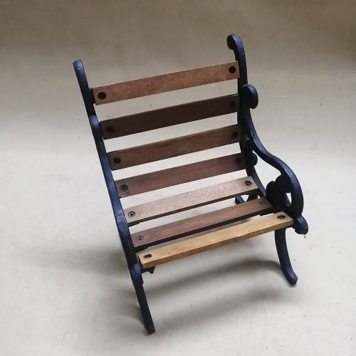 Vintage 80s Mini Park Bench, Cast Iron & Wood - No 2 of 3