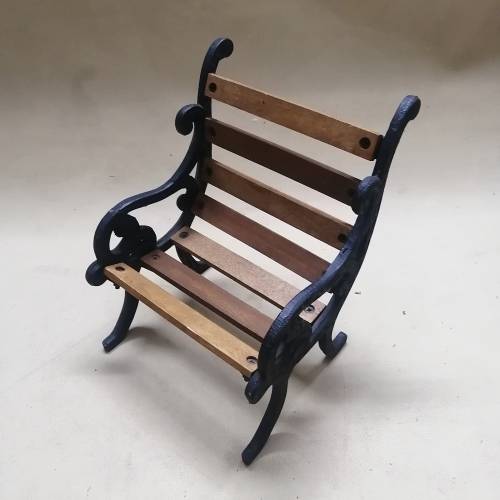 Vintage 80s Mini Park Bench, Cast Iron & Wood - No 2 of 3