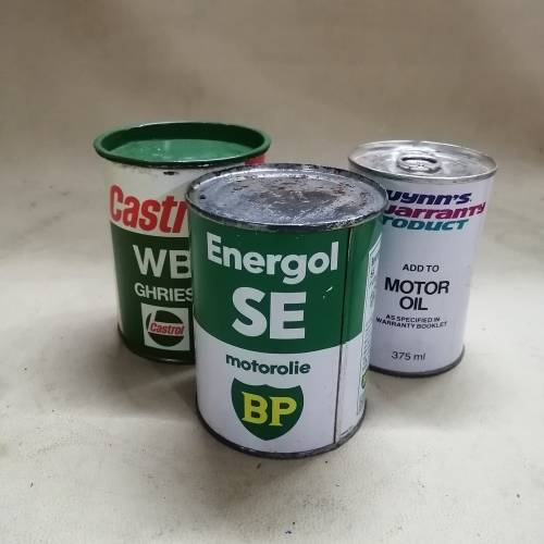 HIGHLY COLLECTABLE VINTAGE OIL TINS - STILL FULL AND SEALED