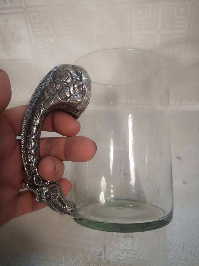 Stunning Large Metal and Glass Giraffe Beer Mug