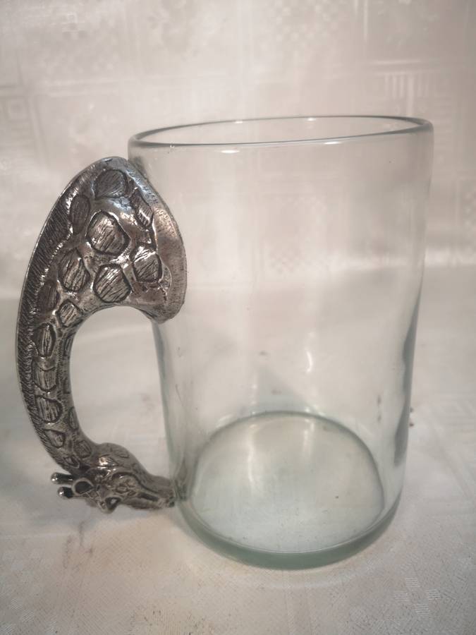 Stunning Large Metal and Glass Giraffe Beer Mug