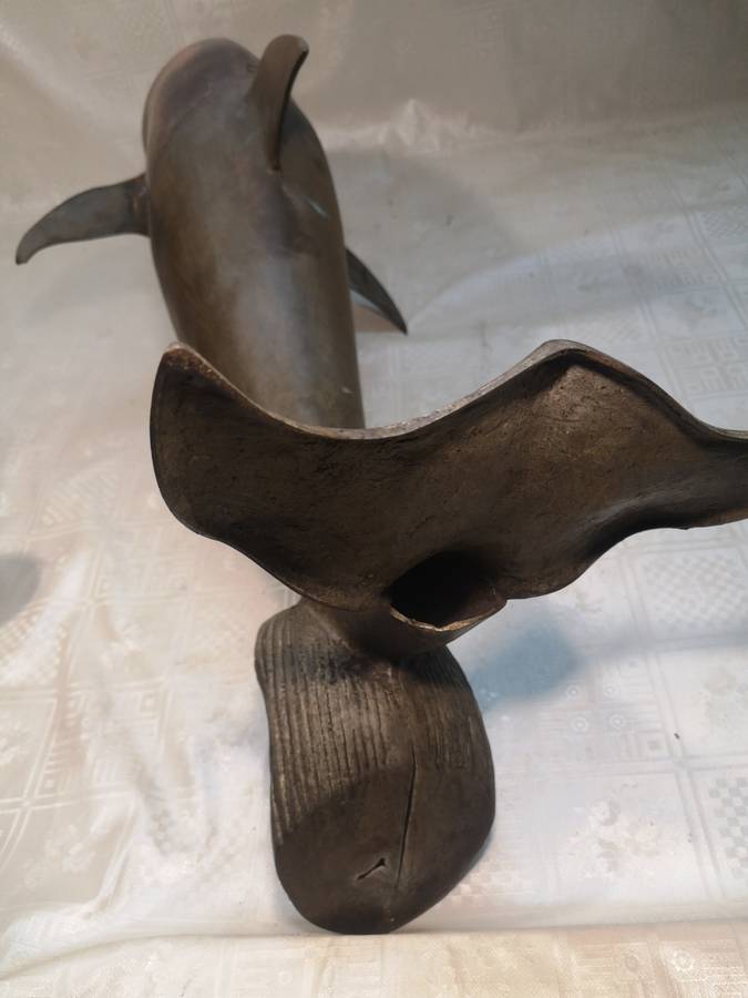 GIGANTIC VINTAGE NAUTICAL BRONZE COASTAL PORTSIDE DAUPHIN (820MM)