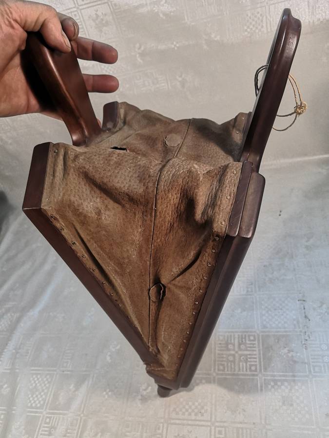 Antique 19th C Large (580mm long) Fireside Carved Wood & Leather Fire Bellows