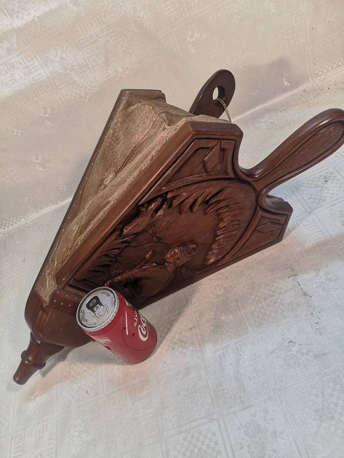 Antique 19th C Large (580mm long) Fireside Carved Wood & Leather Fire Bellows