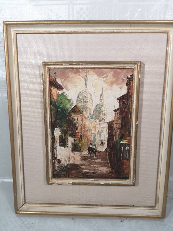 Vintage Mid Century Oil On Board Paris Signed
