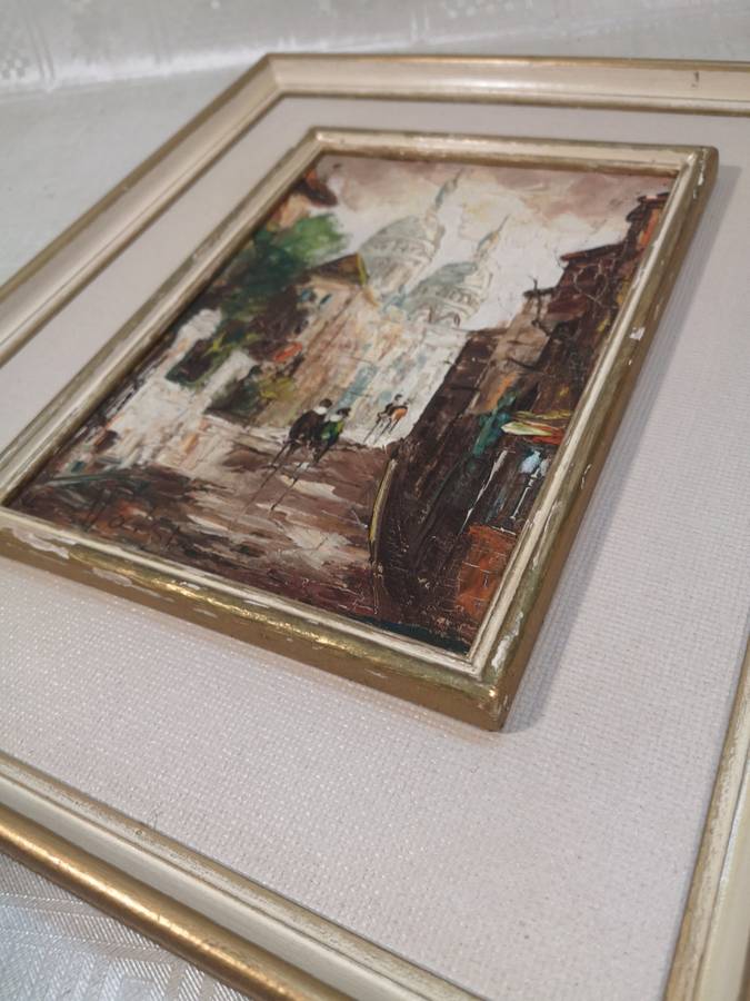 Vintage Mid Century Oil On Board Paris Signed