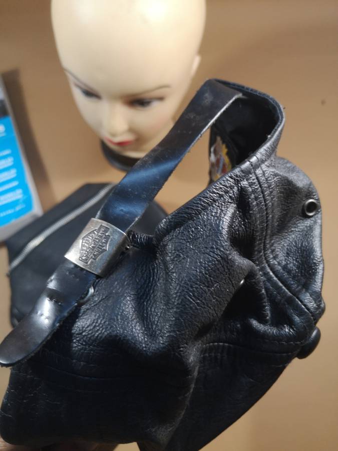 New - Harley Davidson 95th Anniversary Black 100% Leather Baseball Hat Cap + Bag + Owners Manual