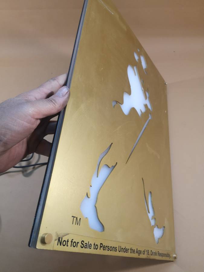 ORIGINAL JOHNNIE WALKER STRIDING MAN LED LIGHT BOX WITH BRASS FRONT