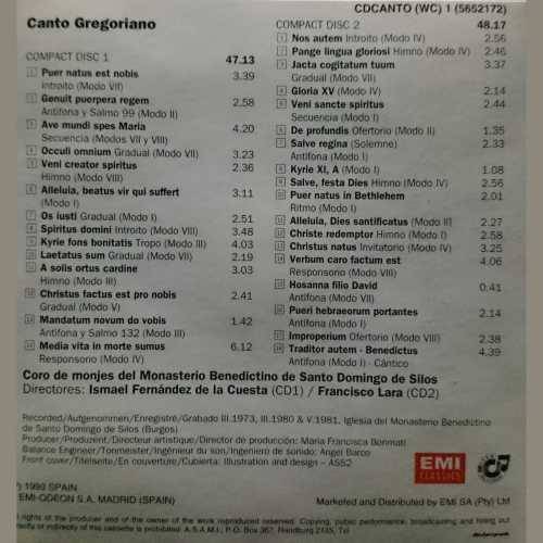 Canto Gregoriano: Coro de monjes del Monasterio : 2 CD Set : CD