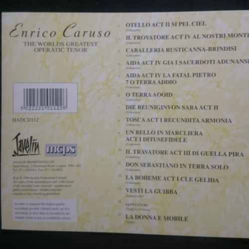Enrico Caruso : The Worlds Greatest Operatic Tenor : CD