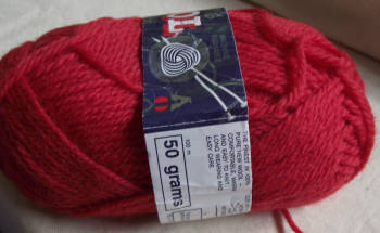 50g Red Pingouin 100% Pure Wool (Double)