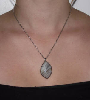 Vintage Silver Plated Chain with Grey Stone Costume Pendant / Brooch