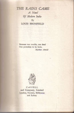 The Rains Came : A Novel of Modern India by Louis Bromfield