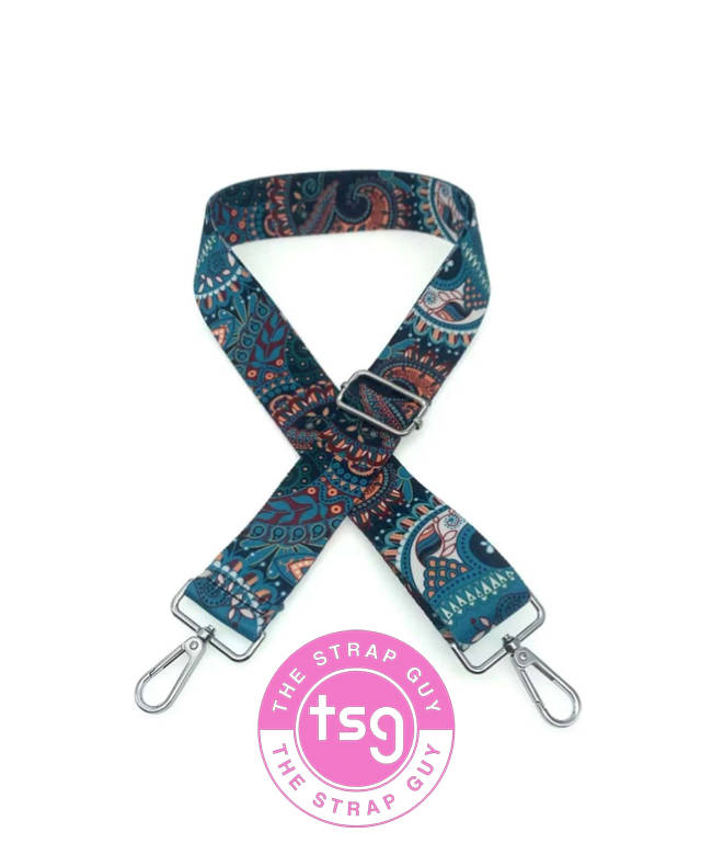 Cross Body Bag strap - Bohemian Blue design