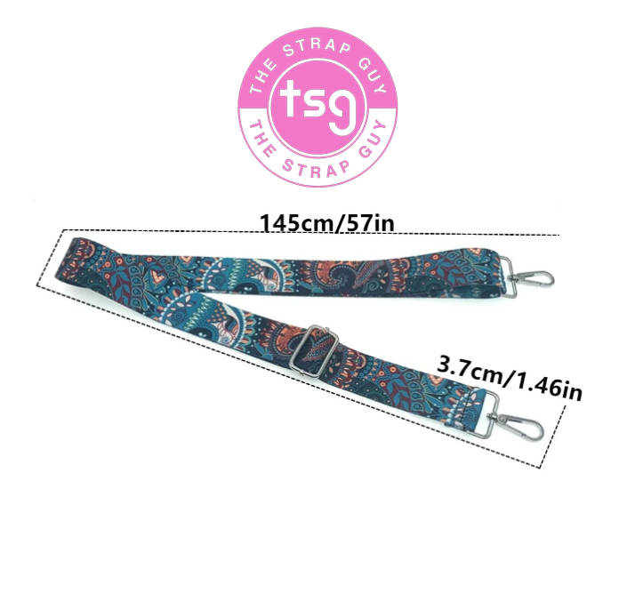 Cross Body Bag strap - Bohemian Blue design