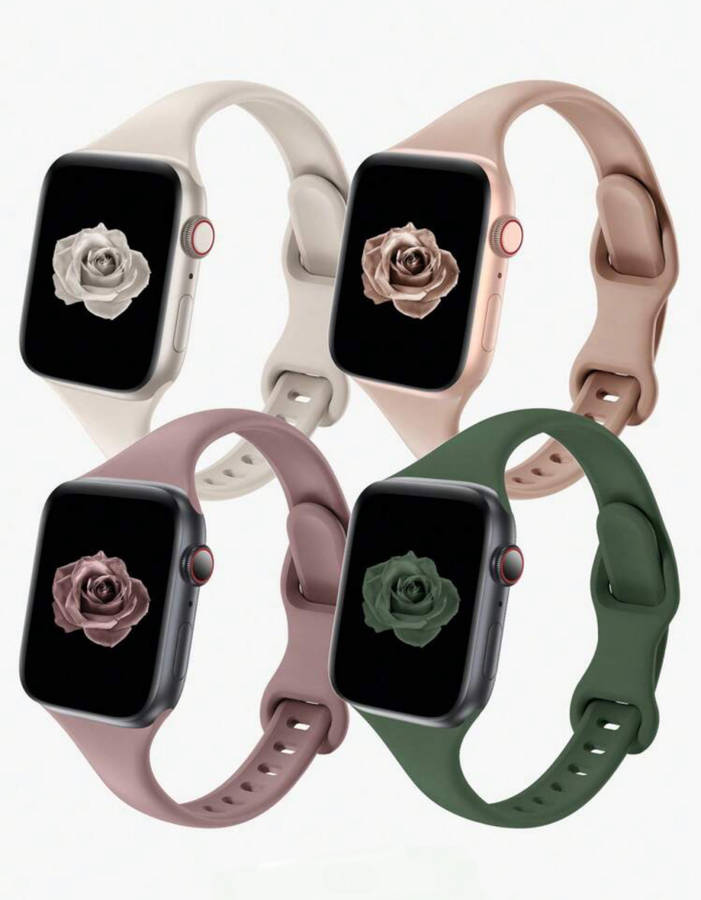 Thin Watch Band compatible with Apple watch 42mm to 45mm silicone - green