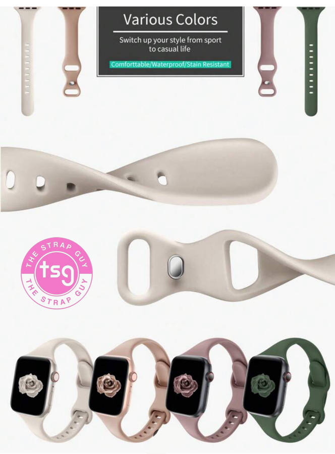 Thin Watch Band compatible with Apple watch 42mm to 45mm silicone - green