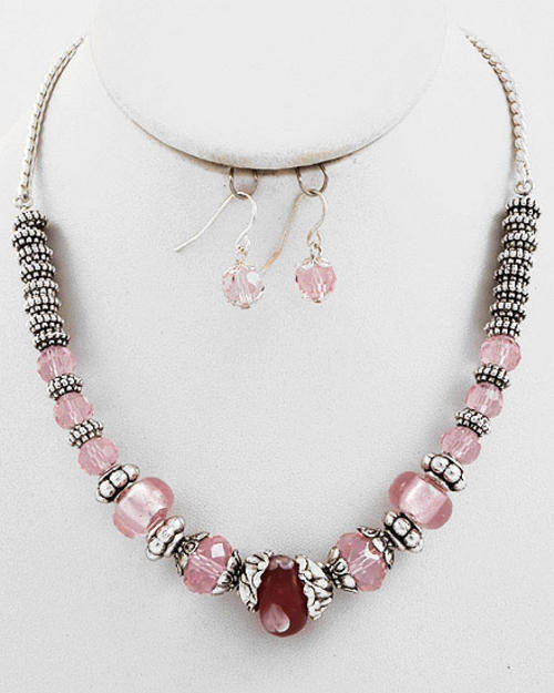 ICE PINK SWAROVSKI NECKLACE SET
