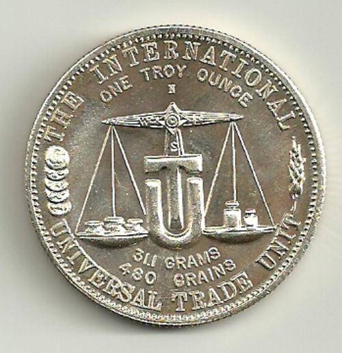 1974 1oz The International Universal Trade Unit .999 pure silver