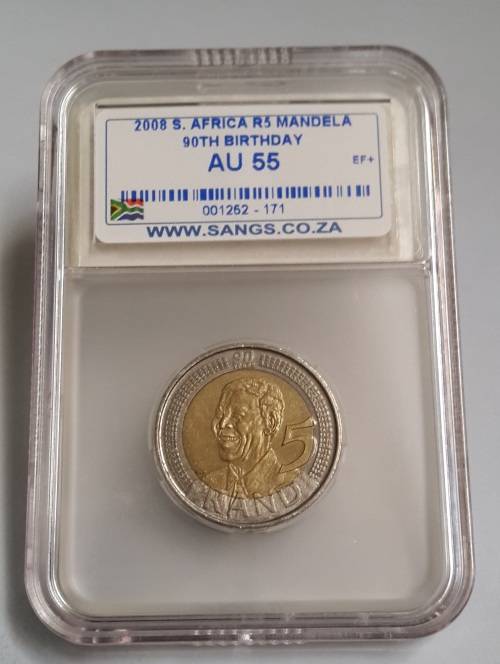 2008 S.Africa R5 Mandela 90th Birthday  AU55     "WoW Starting @ R1"