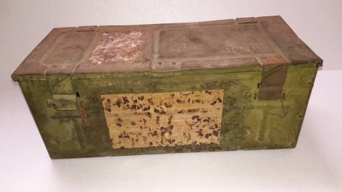 1938 WWII Metal Ammo Case With Original Paint and Labeling ---- RARE FIND ----