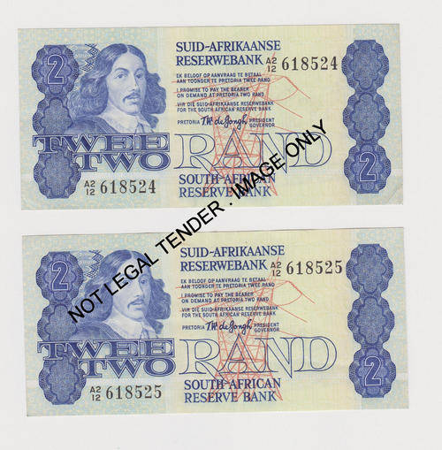 2 x  R2 Notes TW de Jongh A2 12  618525  / A2 12  618524 - UNC