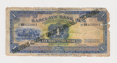 Barclays Bank One Pound Note 30 November 1954 - Fine