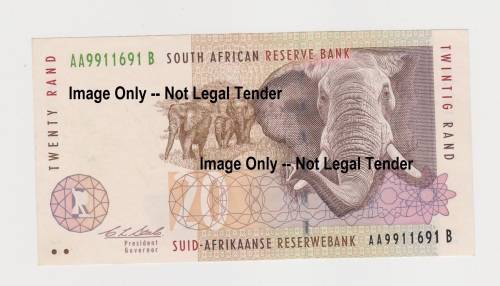 Twenty Twintig Rand   CL Stals    AU/UNC     AA Serial      AA 9911691 B