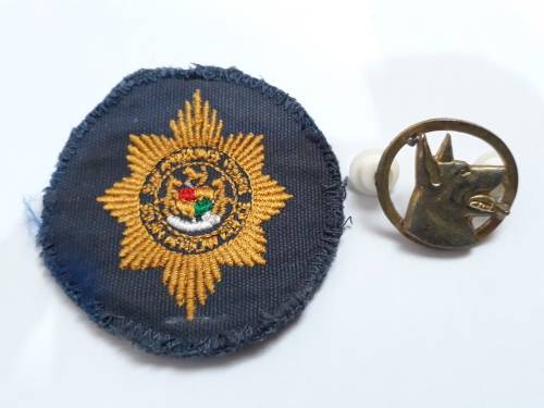 SAP Dog Unit Badge + SAP Cloth Badge Old Coat of Arms  --- One Bid For Bothe Badges ---