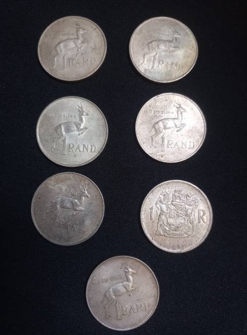 7 x RSA Silver One Rand Lot                      ` ONE BID FOR THE LOT OF 7 COINS `         T7
