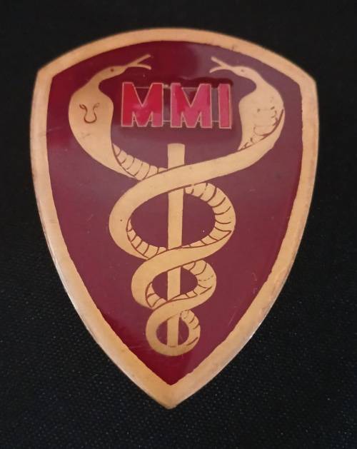 SADF -- SAMS  Military Medical Institute flash  ( Raised MMI )   ( Note One Pin Repaired )   R18