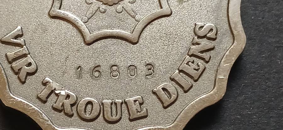 SADF Vir Troue Diens 20 Years Full Size Medal & Miniature   Number 16803                  F254