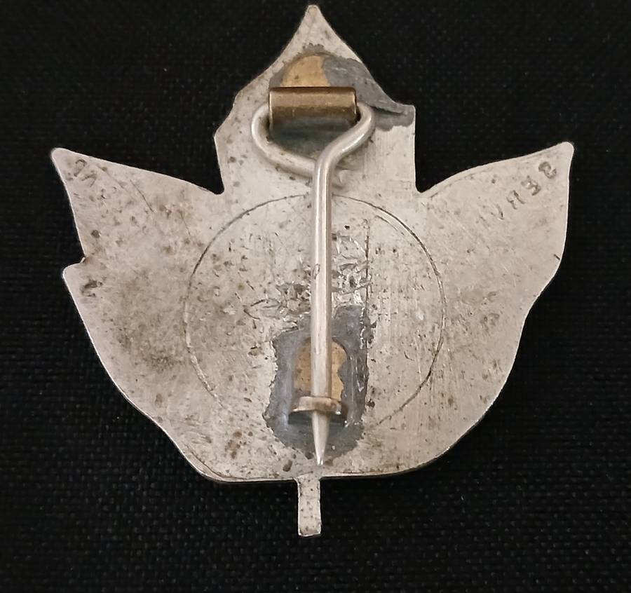 UNKNOWN CANADIAN METAL LEAF BADGE ( TREE OF MERCY ) ( JUSTICE MERCY SERVICE )   C98