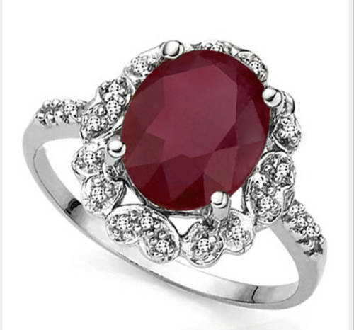 3.71 CARAT TW (29 PCS) GENUINE RUBY AND GENUINE DIAMOND PLATINUM OVER SILVER RING SIZE 7 VALUE R5000