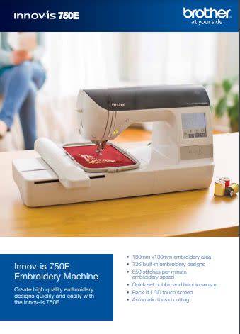 Brother Embroidery Machine Model Innov-is 750e WITH Digitising software worth R20 000