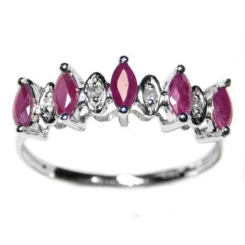 Guaranteed 100% REAL NATURAL, SOLID 14KT WHITE GOLD 0.55CT NATURAL RUBY AND DIAMONDS RING