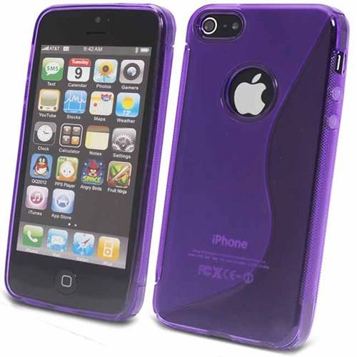 S-Line TPU Pouch Case Cover for Apple iPhone 5 (Purple) + Screen Protector