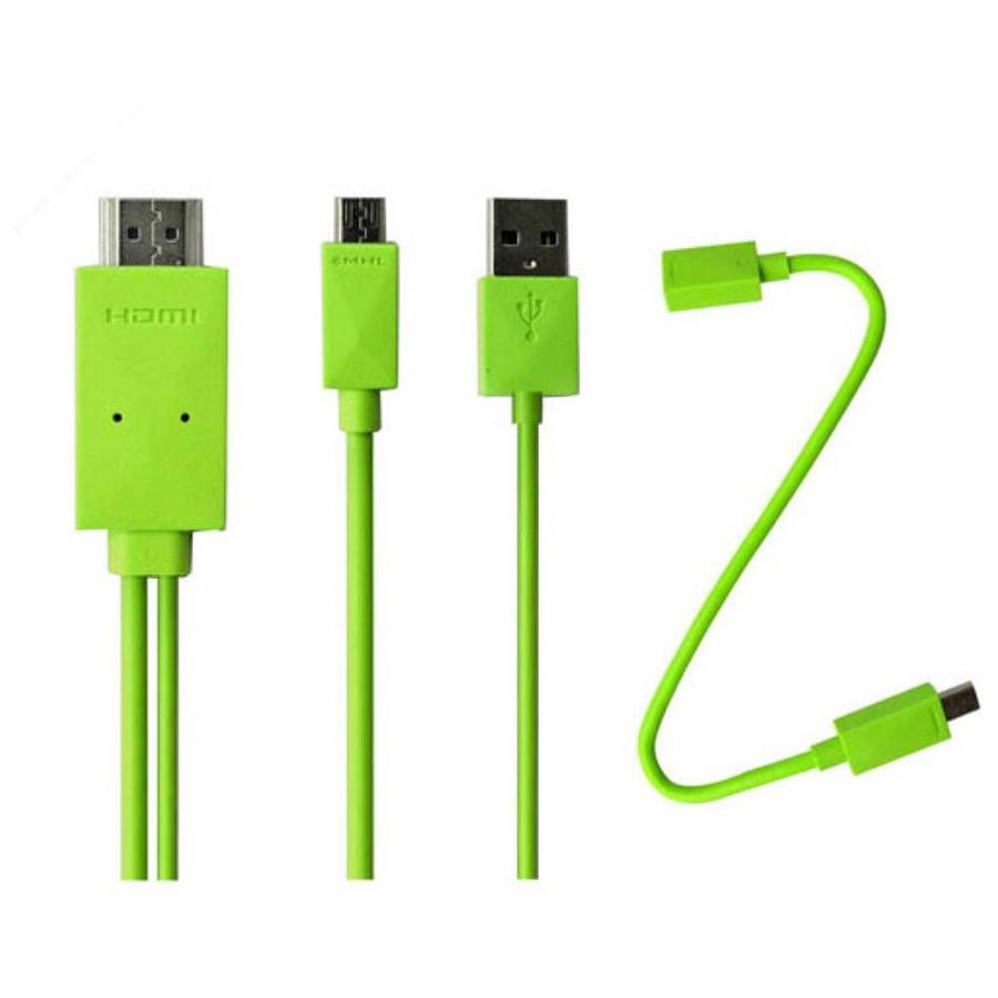 Micro USB MHL to HDMI Male HD Video Adapter Cable w/ Micro USB 5Pin to 11Pin Cable - Green