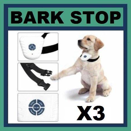 3 x Ultrasonic Bark Stop Collar Anti Barking Control Collars -SPCA APPROVED - LOWEST PRICE EVER !!