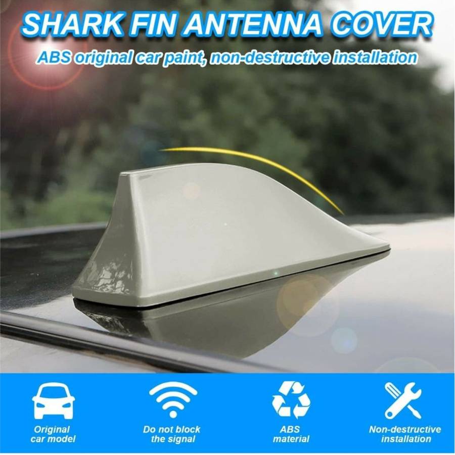Universal FM Radio Shark Fin Car Antenna Aerial Roof Signal Enhancer - WHITE