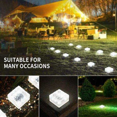 Solar Powered Ice Bricks White Light 2pcs