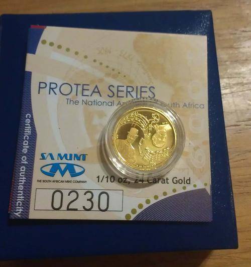 National Anthem : GOLD 1/10 OZ Proof Protea (2009) with Certificate of Authenticity