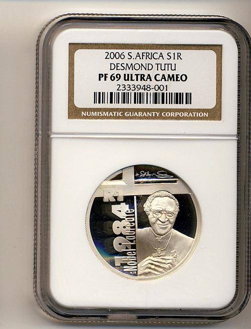 2006 Protea Desmond Tutu NGC GRADED  PF69 NOBEL LAUREATE SILVER