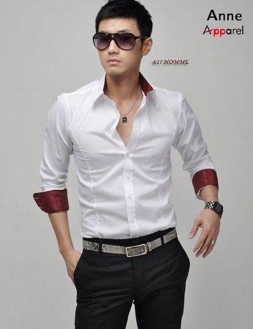 New Men Slim Fit Silk Sleeve&Collar Stylish Shirts