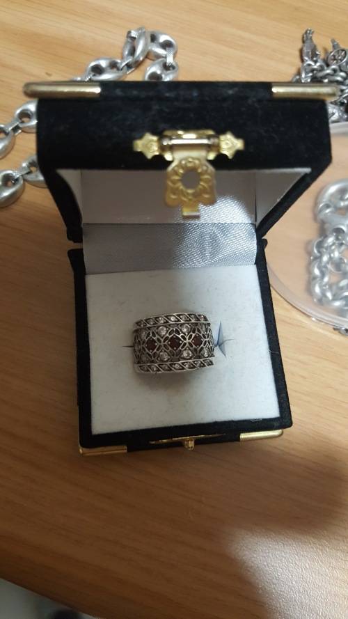 Sterling Silver with Cubics Medium Size Ring
