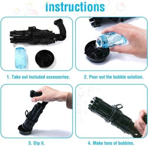 Gatling 8 Hole Bubble Machine Bubble Gun - Pink
